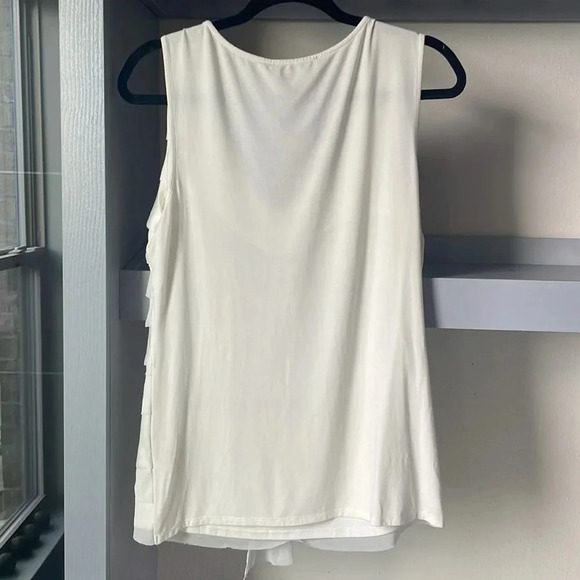 Philosophy Womens Sleeveless/tank top Ivory Stretch Layered Ruffles Size M - Picture 7 of 8